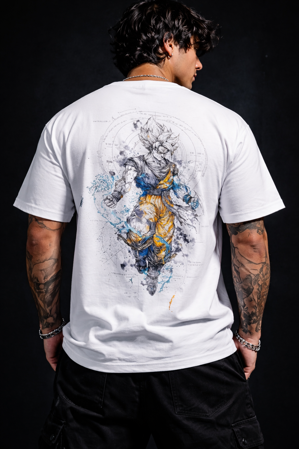 Home anime energy burst graphic oversized t shirt